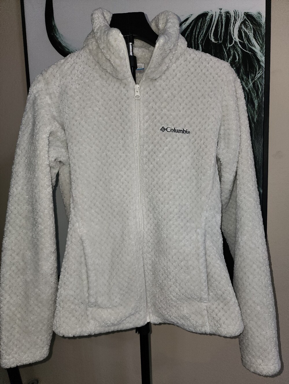 Columbia Women's Beech Forest Full Zip Fleece Jacket In "Chalk" Size Small